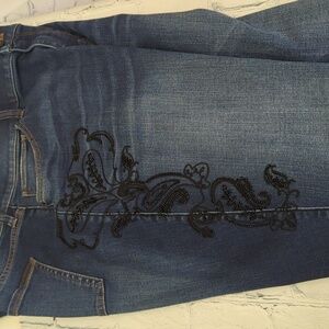 WHBM THE SKINNY Women's Blue With Black Embelishment Jeans Size 16W